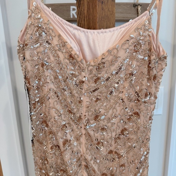 Lara Scoop Neck Beaded Elegant Sequin Prom MOB Evening Gown Blush Women’s 6 NEW - Picture 6 of 16